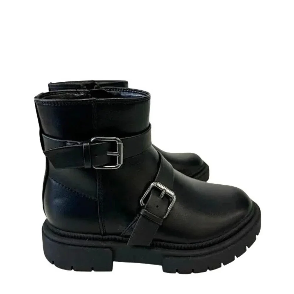 Art Class Black‎ Ankle Boots With Buckle Straps & Chunky Sole Size 13 NWT